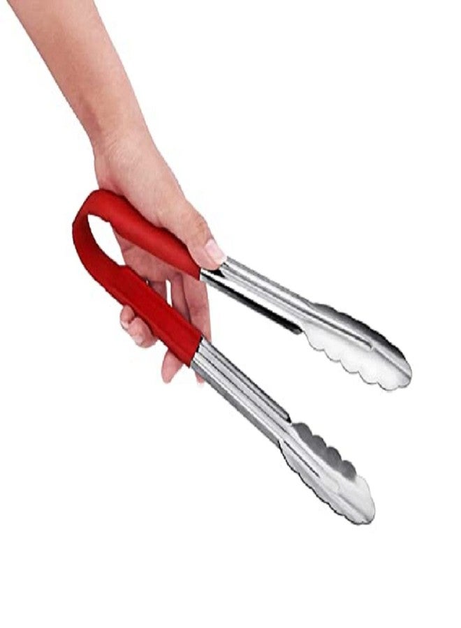 Dynore Stainless Steel Red Vinyl Coated Utility Tong 23 cm Long - Image 2